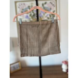 New Pretty Little Thing Jemmia Brown Split Mini Skirt Size 6